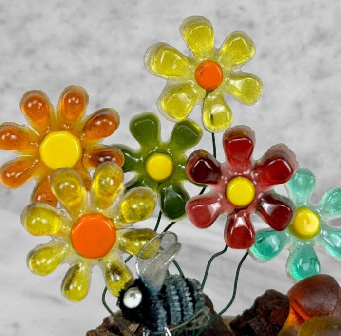 mid century boho lucite flowers and mushrooms figural sculpture 9793