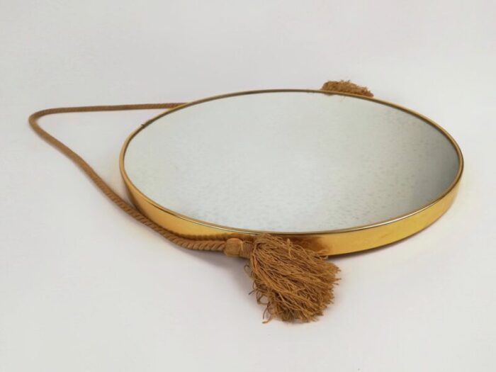 mid century brass round mirror italy 1950s 2