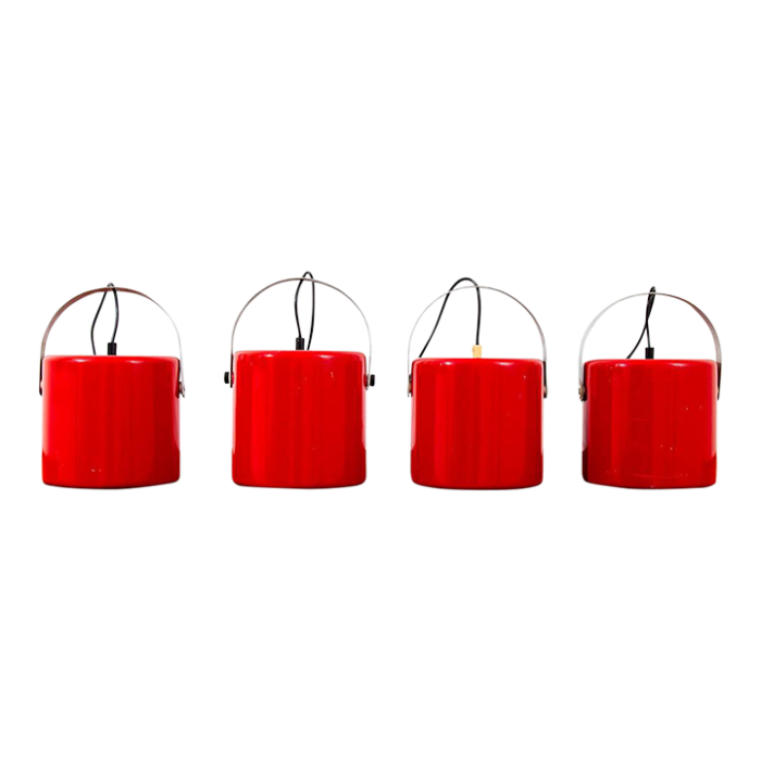 mid century danish modern hanging pendant lamp drum louis poulsen style set of 4 7506