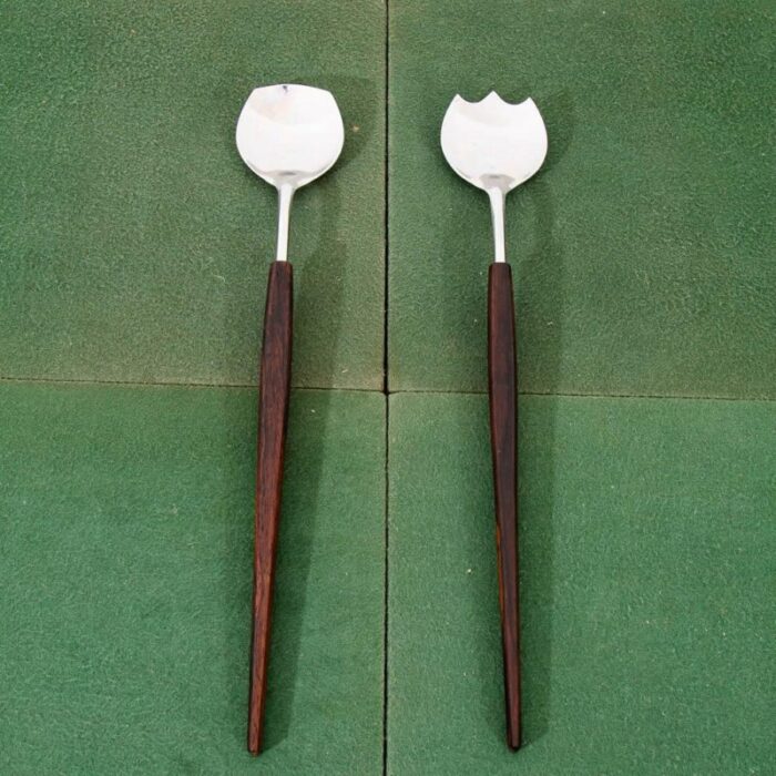 mid century danish modern rosewood stainless spoon fork bottle openers set of 3 9878