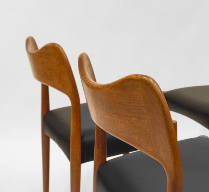 mid century danish teak and leather dining chairs by arne hovmand olsen 1960s set of 4 2651