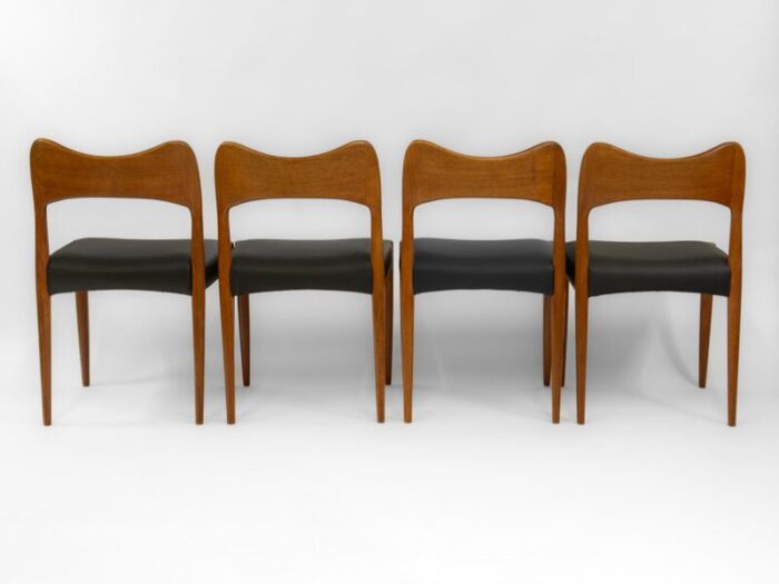 mid century danish teak and leather dining chairs by arne hovmand olsen 1960s set of 4 8320