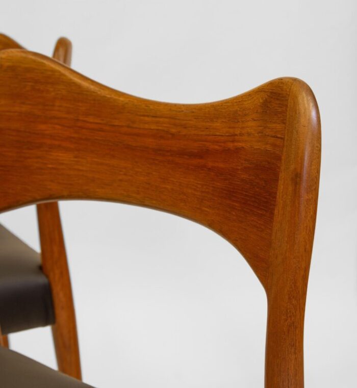 mid century danish teak and leather dining chairs by arne hovmand olsen 1960s set of 4 8337