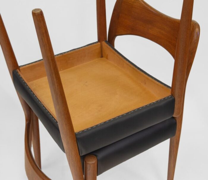 mid century danish teak and leather dining chairs by arne hovmand olsen 1960s set of 4 8897