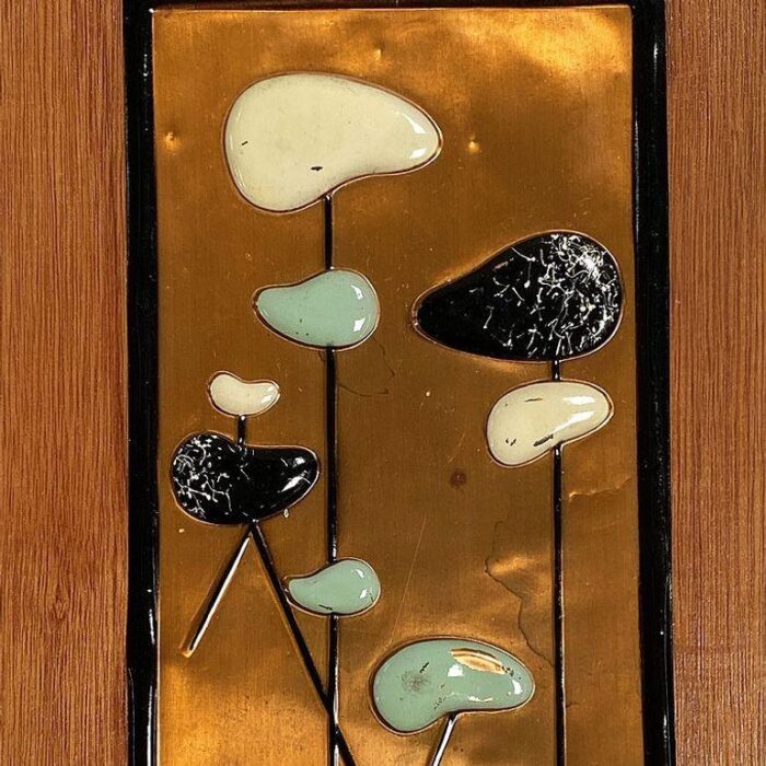 mid century enamel copper art wall sculpture by wanda irwin 5441