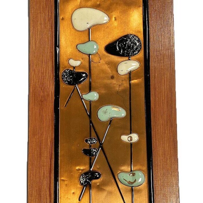 mid century enamel copper art wall sculpture by wanda irwin 7707