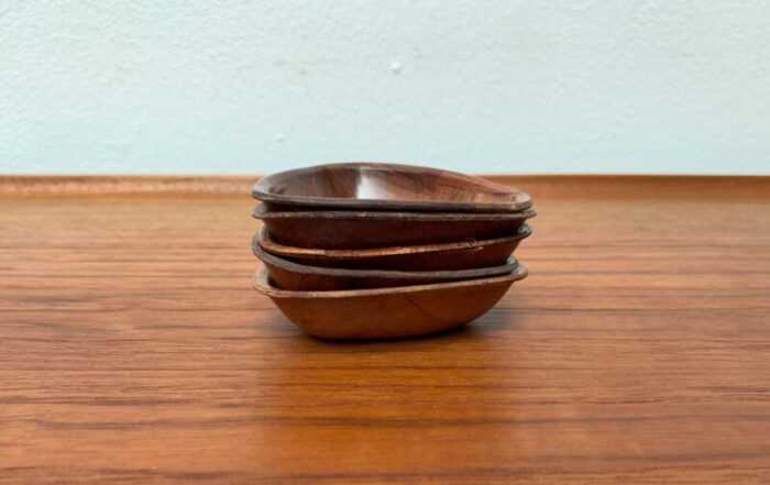 mid century german wooden bowls 1960s set of 5 15