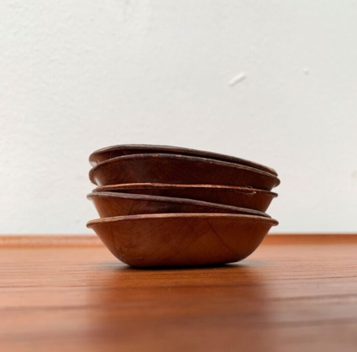 mid century german wooden bowls 1960s set of 5 2