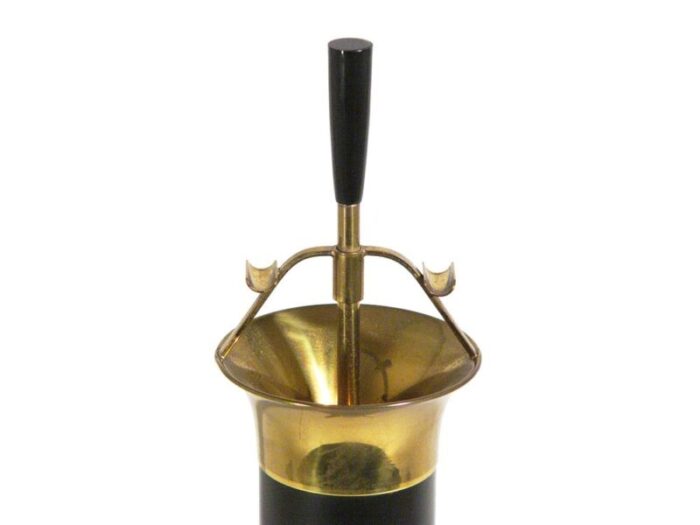 mid century italian black metal brass floor ashtray 1950s 3