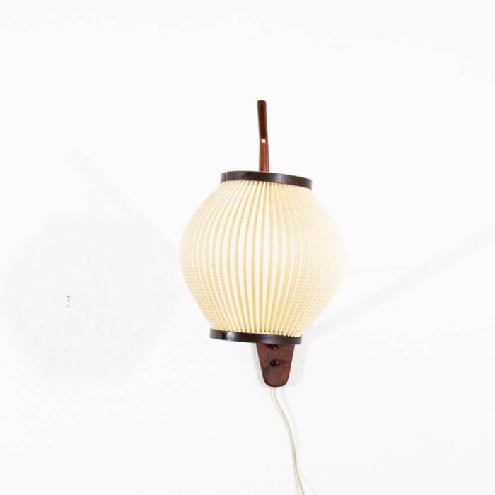 mid century modern danish hanging lamp wall sconce solid teak wood 3152