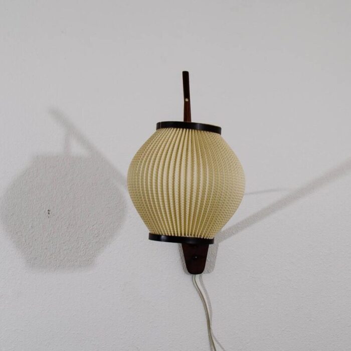 mid century modern danish hanging lamp wall sconce solid teak wood 4287