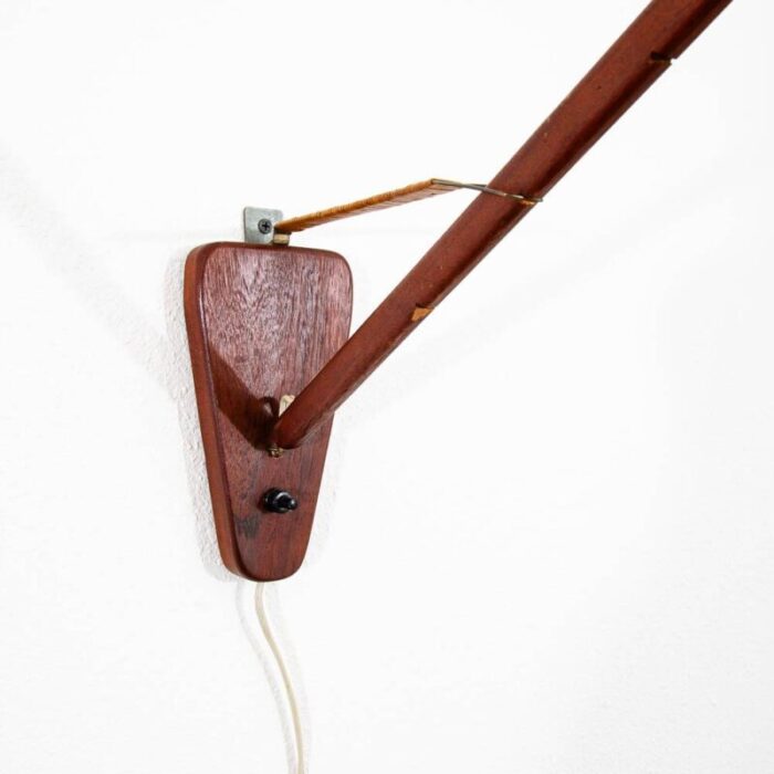 mid century modern danish hanging lamp wall sconce solid teak wood 7244