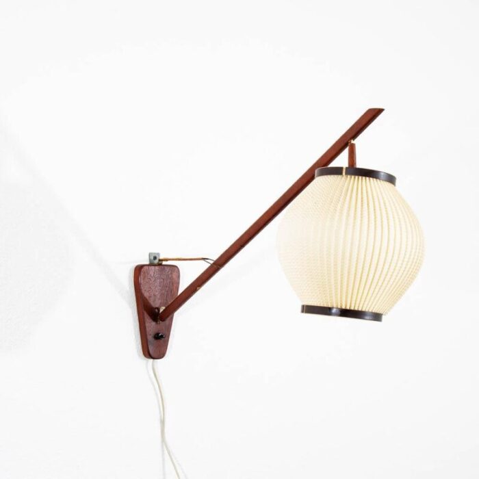 mid century modern danish hanging lamp wall sconce solid teak wood 8201