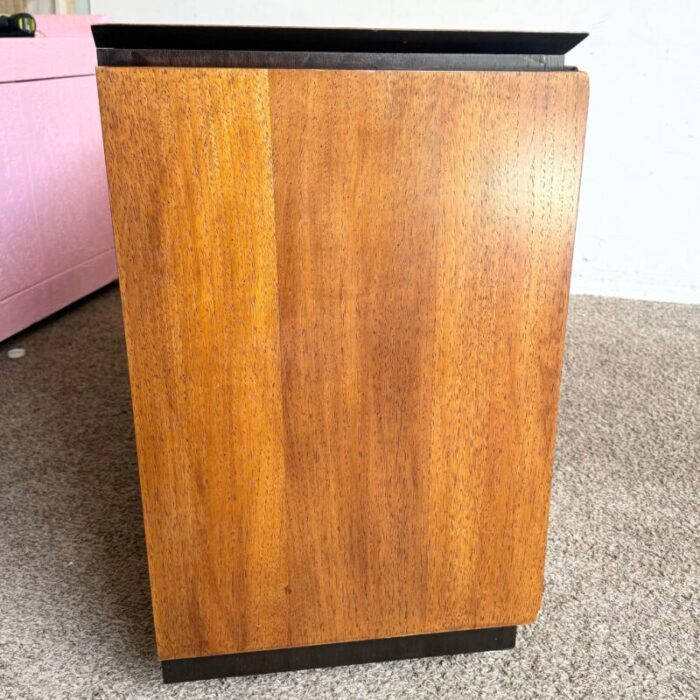 mid century modern oak and burl wood dresser by lane furniture 0048