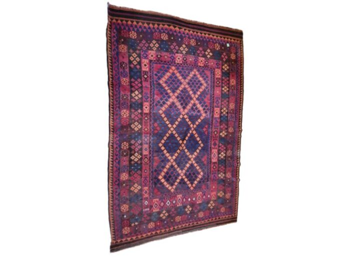 mid century modern red and blue colors kilim rug 2