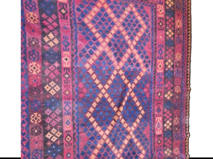 mid century modern red and blue colors kilim rug 3