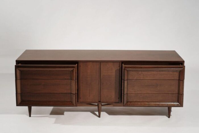 mid century modern walnut credenza c 1950s 5766