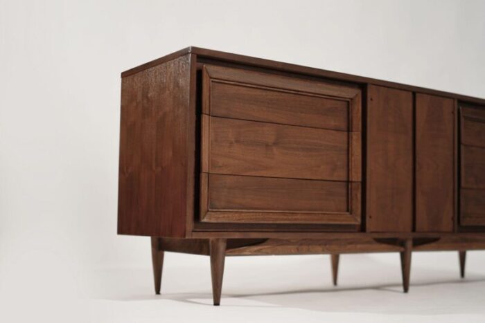 mid century modern walnut credenza c 1950s 7009