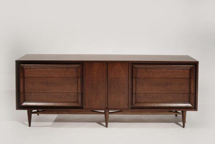 mid century modern walnut credenza c 1950s 7808