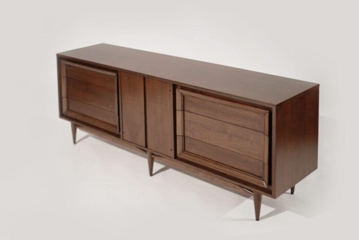 mid century modern walnut credenza c 1950s 8031