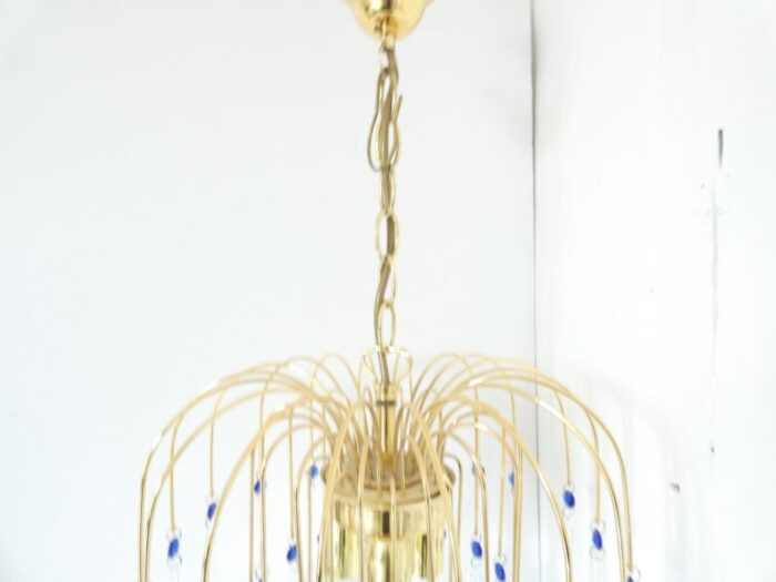 mid century murano waterfall chandelier in brass and glass 2828