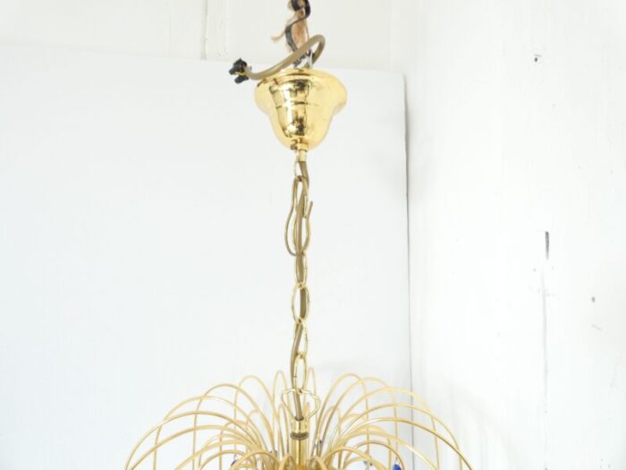 mid century murano waterfall chandelier in brass and glass 4451