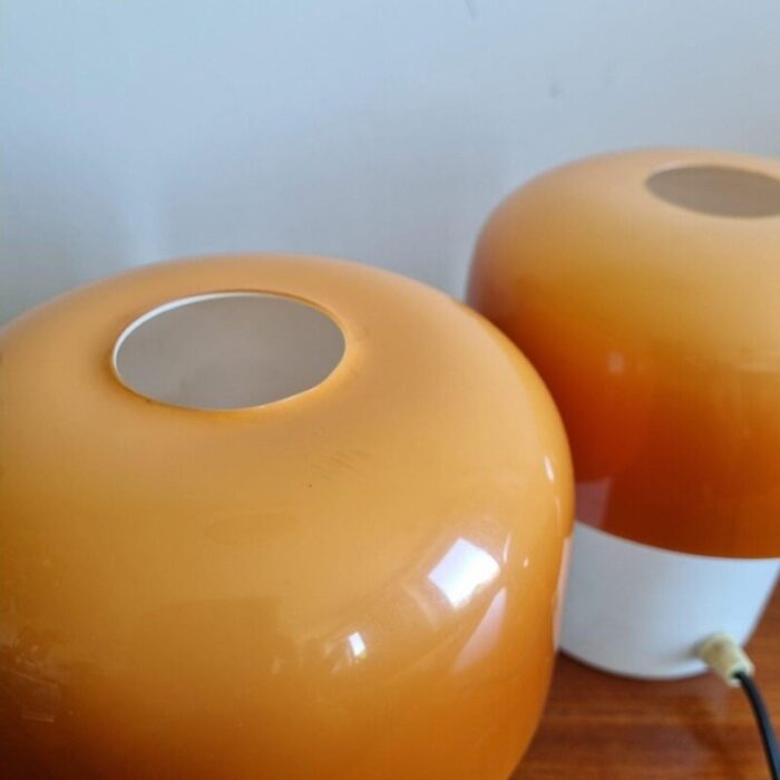 mid century mushroom table lamps by luigi massoni for guzzini and meblo yugoslavia 1970s set of 2 4206