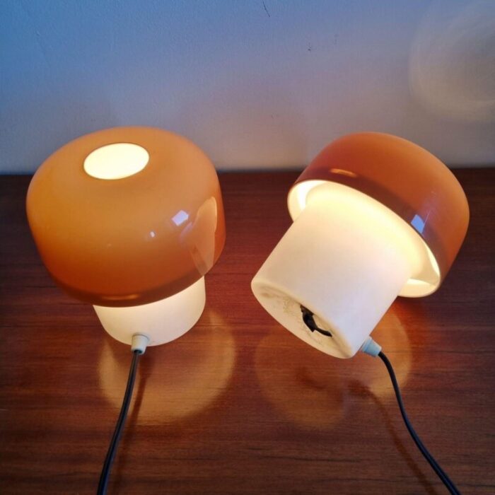 mid century mushroom table lamps by luigi massoni for guzzini and meblo yugoslavia 1970s set of 2 5877