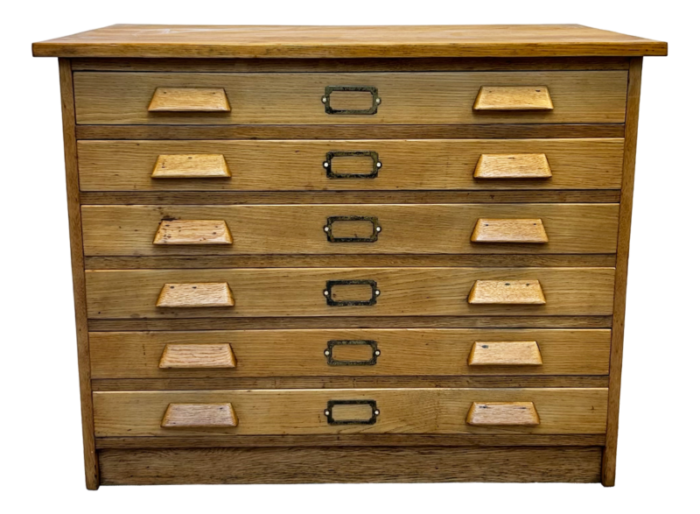 mid century oak plan chest architects drawers 1753