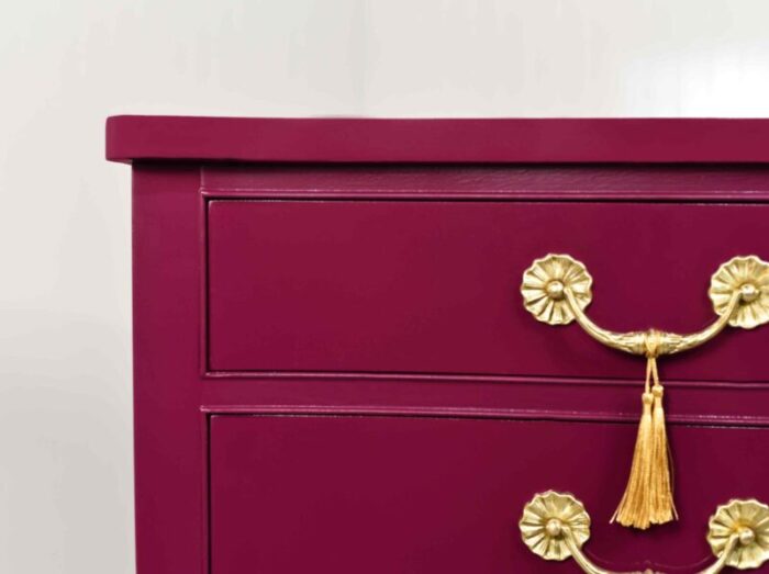 mid century serpentine front dresser by thomasville in purple newly painted 3139