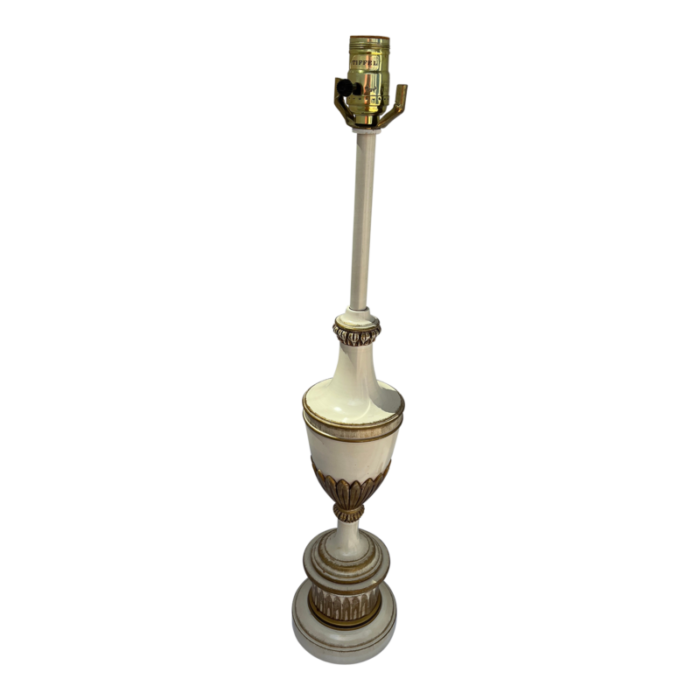 mid century stiffel hollywood regency brass and gilded enamel table lamp 8459