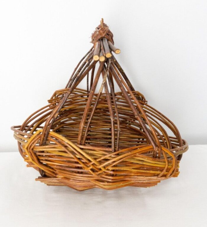 mid century wicker basket centerpiece france 1950s 3