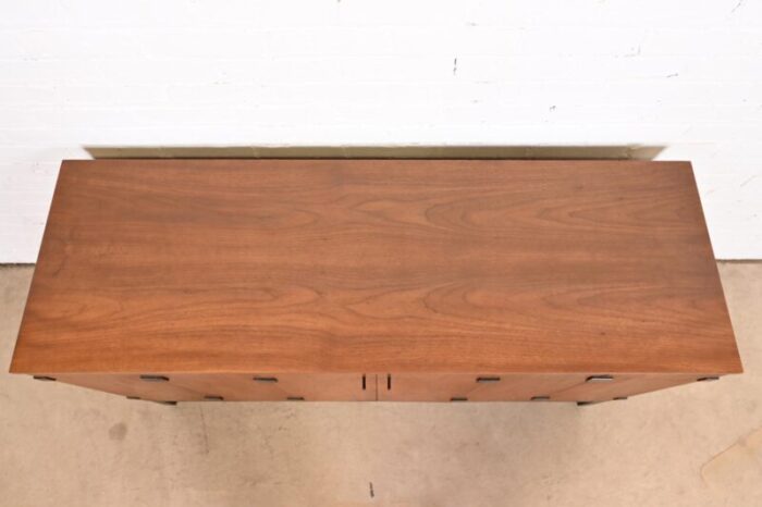 milo baughman for directional walnut and ebonized sideboard credenza 1960s 0668