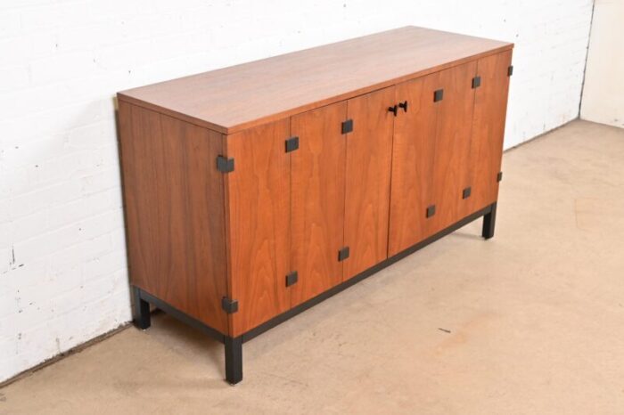 milo baughman for directional walnut and ebonized sideboard credenza 1960s 6180