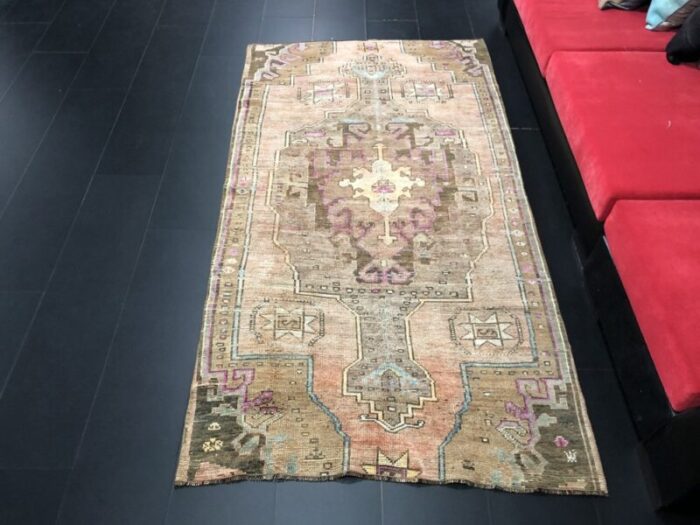 modern brown handmade oushak living room rug 1