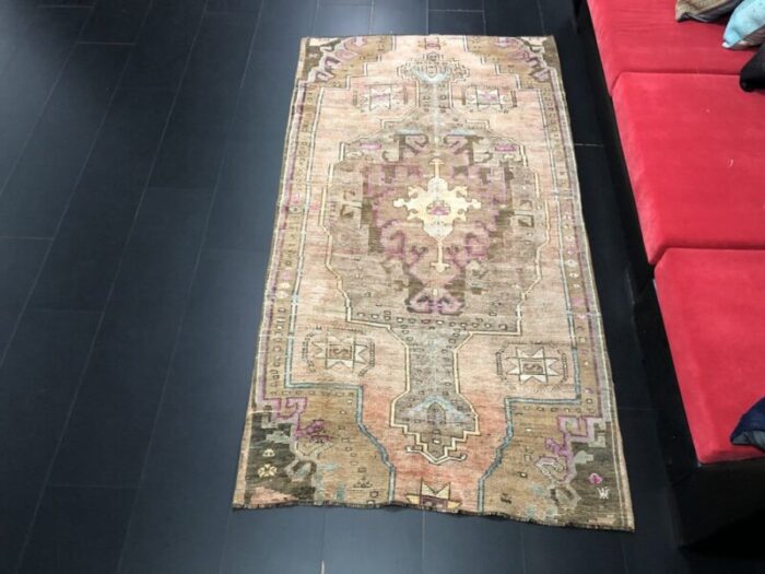 modern brown handmade oushak living room rug 2