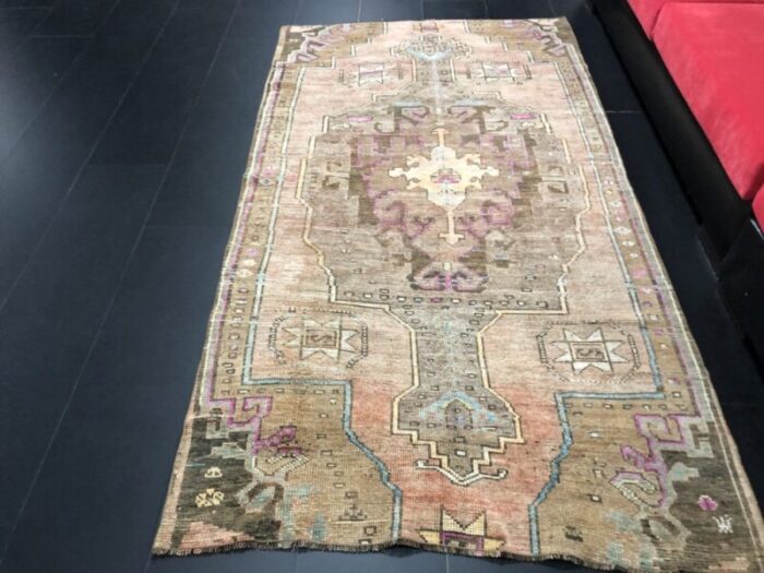 modern brown handmade oushak living room rug 3