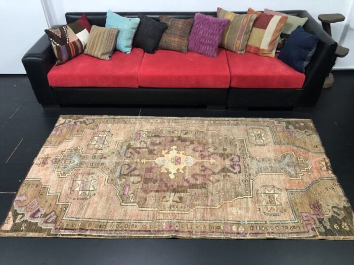 modern brown handmade oushak living room rug 6