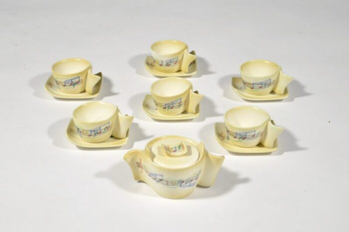 music coffee service by mario sturani for lenci turin 1940s set of 7 1