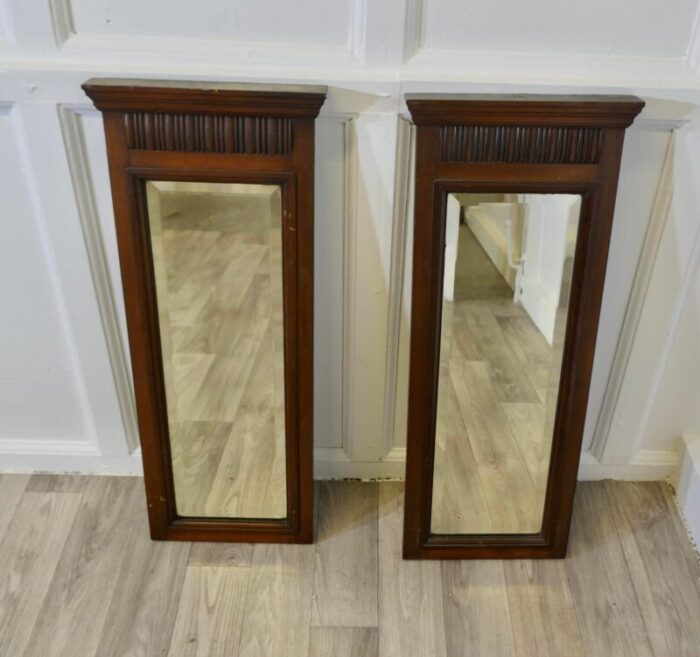 narrow edwardian walnut mirrors 1890s set of 2 2540