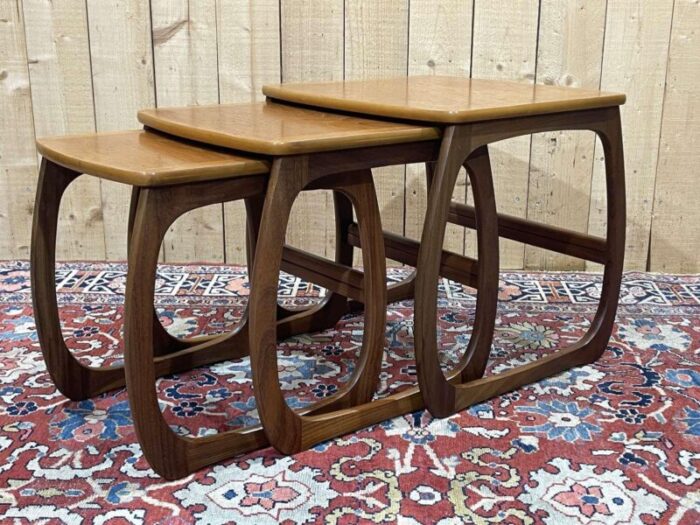 nesting tables in teak 1970s set of 3 2372