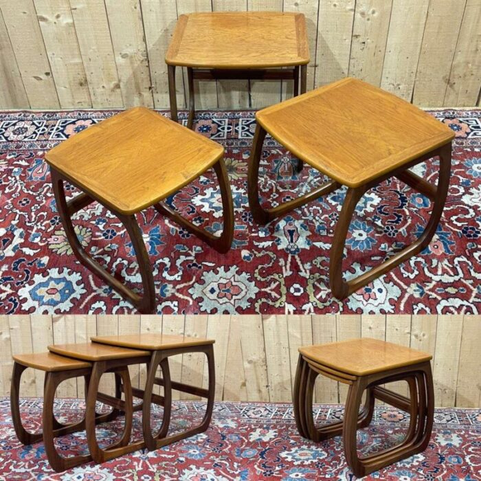 nesting tables in teak 1970s set of 3 3584