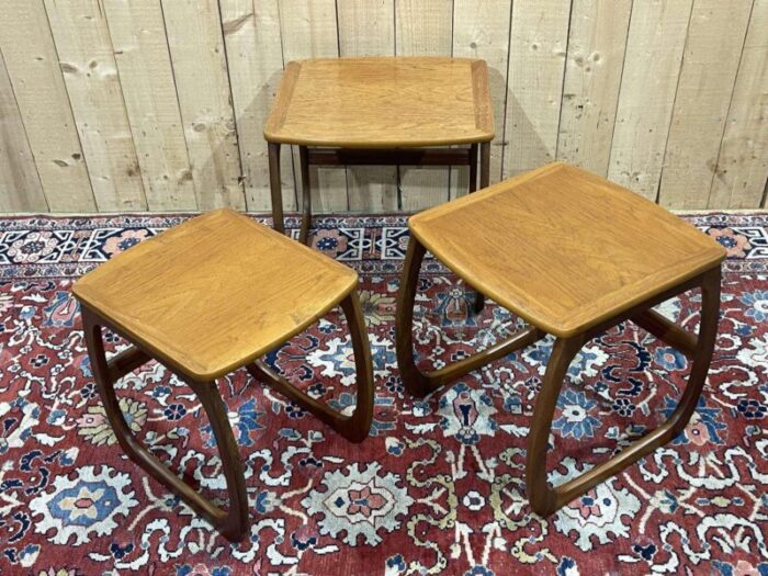 nesting tables in teak 1970s set of 3 6110