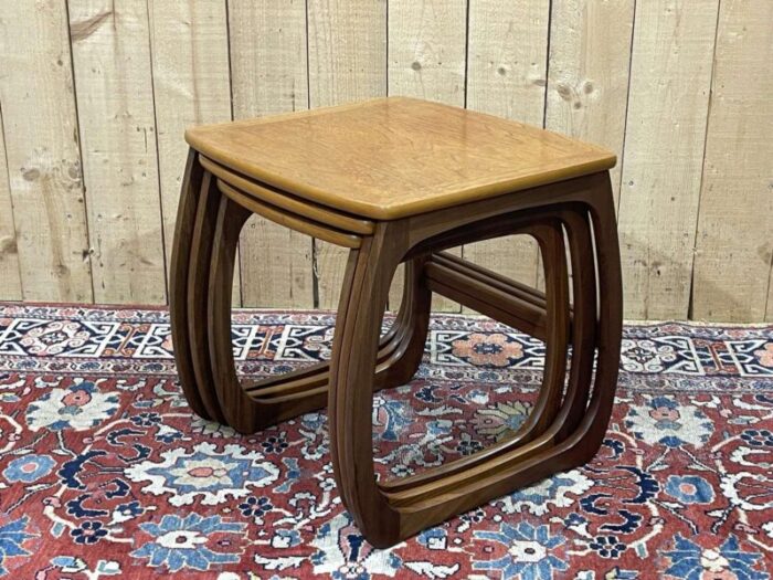 nesting tables in teak 1970s set of 3 8604