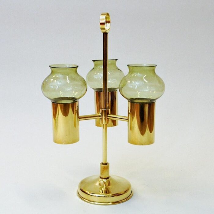 norwegian green shades brass candleholder 1960s 3