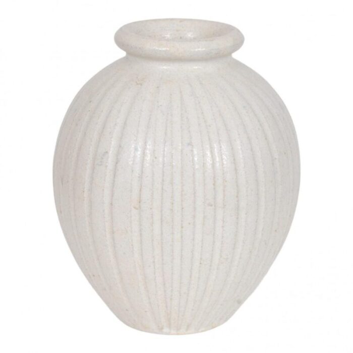 nr 125 stoneware vase with ribbed pattern and beige glaze by arne bang 2