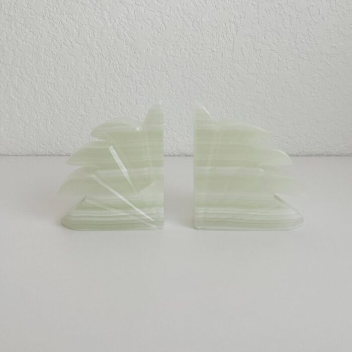 onyx carved botanical bookends 1950s pair 5055