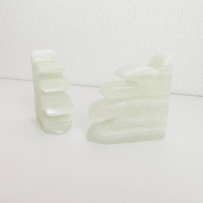 onyx carved botanical bookends 1950s pair 5509