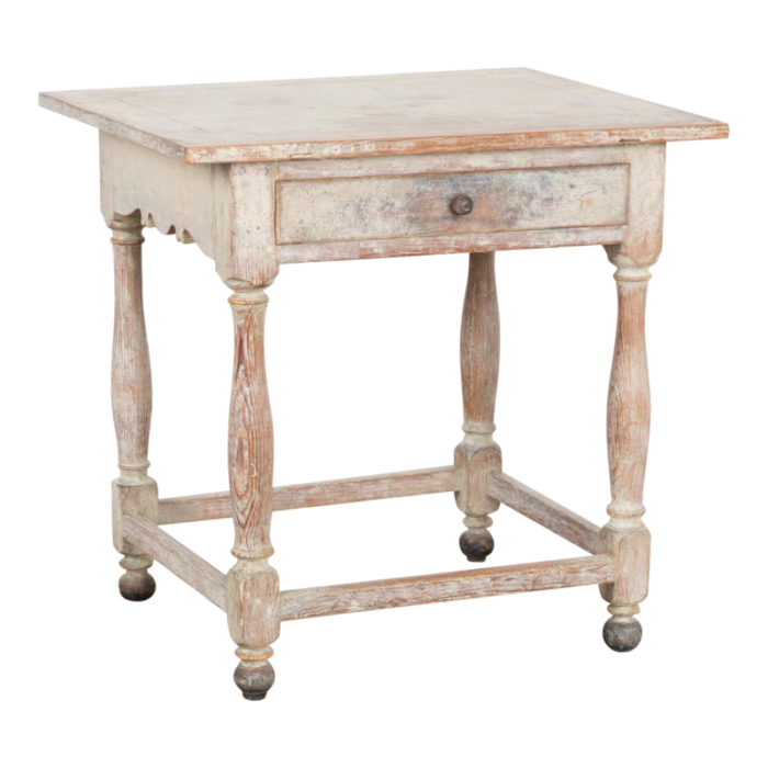 original white painted side table with single drawer sweden circa 1860 80 0496