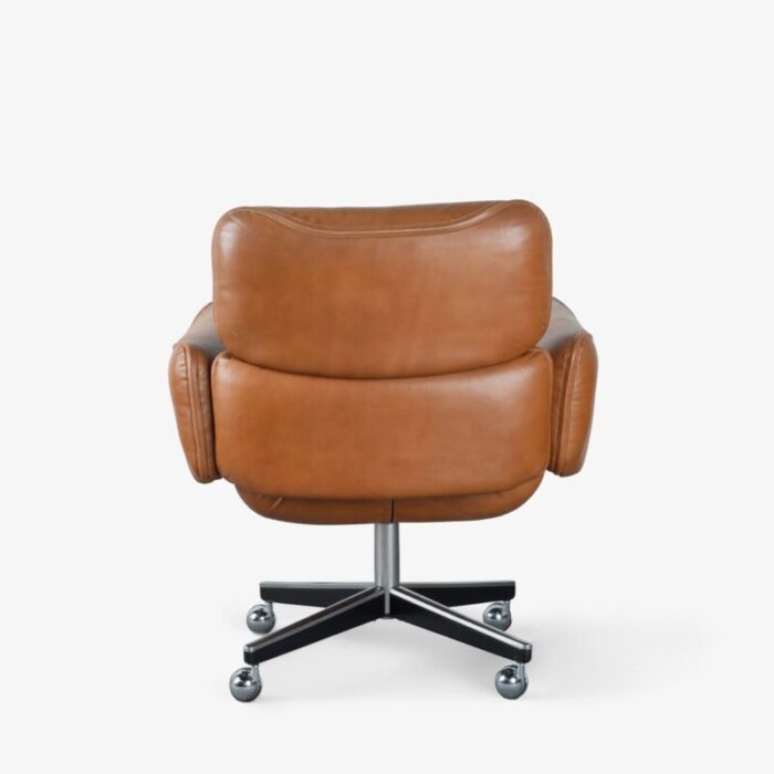 otto zapf executive chairs in original saddle brown leather by knoll 0433